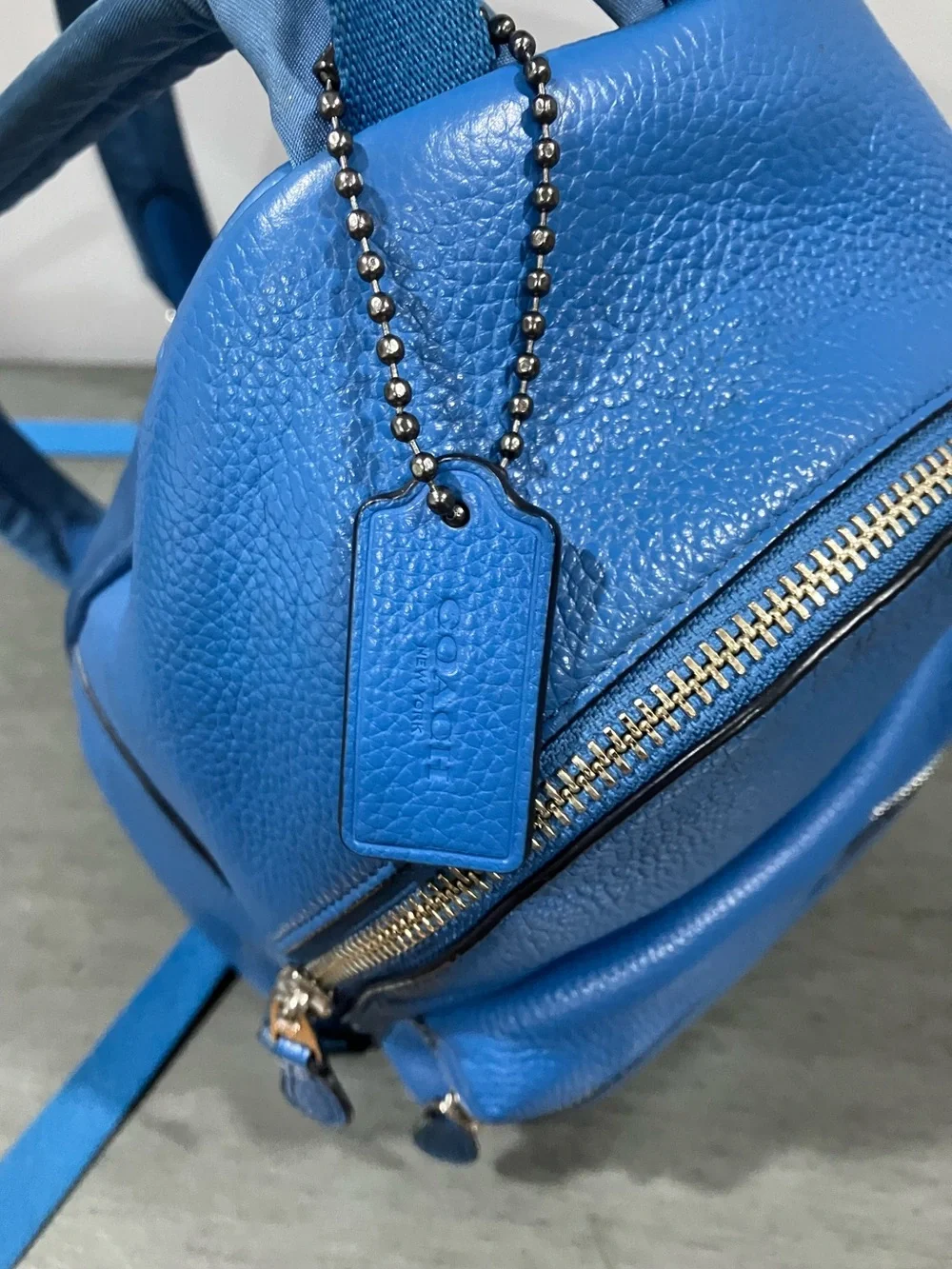 Coach Pebbled Leather Mini Backpack in Cobalt Blue